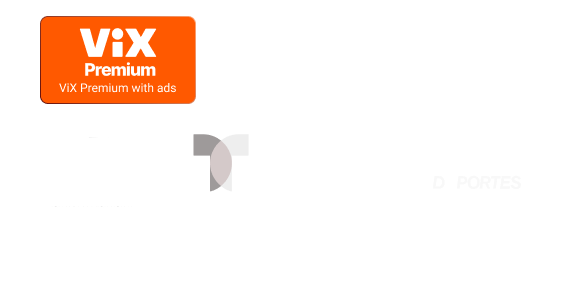 Logos for ViX Premium, Univision, Telemundo, TUDN, and ESPN Deportes.